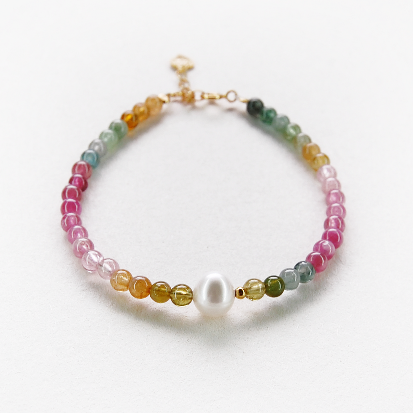 AMITA Health & Improve concentration Gradually changing color tourmaline paired with pearl bracelet