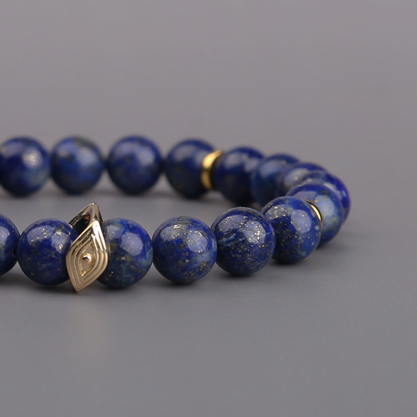 AMITA 5A Grade Natural Lapis Lazuli Bracelet with Evil Eye – Wisdom Glow & Protective Serenity