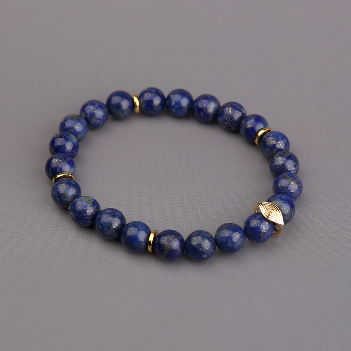 AMITA 5A Grade Natural Lapis Lazuli Bracelet with Evil Eye – Wisdom Glow & Protective Serenity