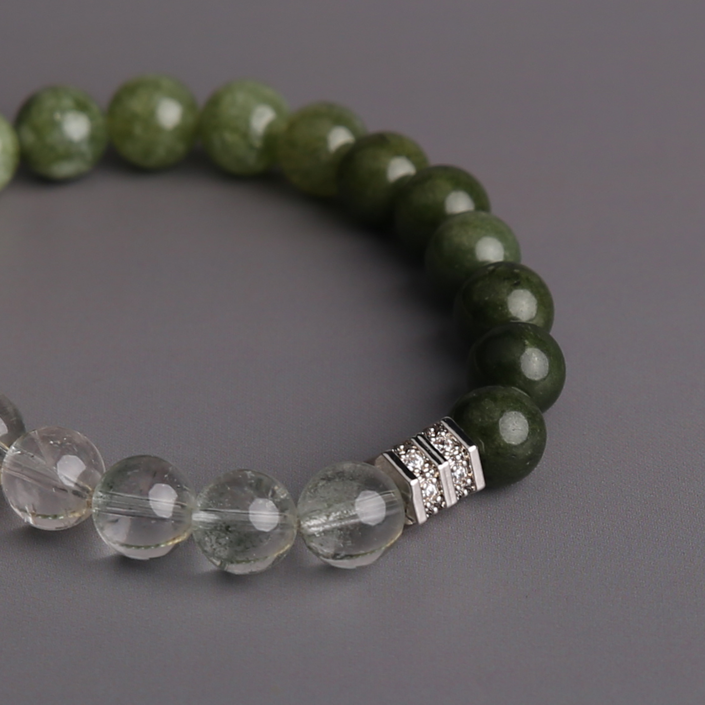 AMITA Green Phantom Quartz & Green Chalcedony Gradient Bracelet – Lush Vitality & Flowing Serenity