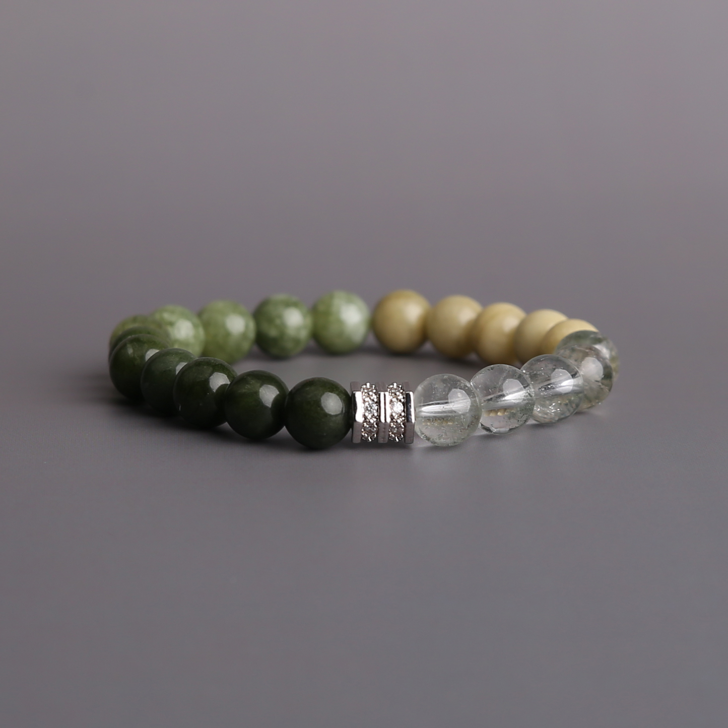 AMITA Green Phantom Quartz & Green Chalcedony Gradient Bracelet – Lush Vitality & Flowing Serenity