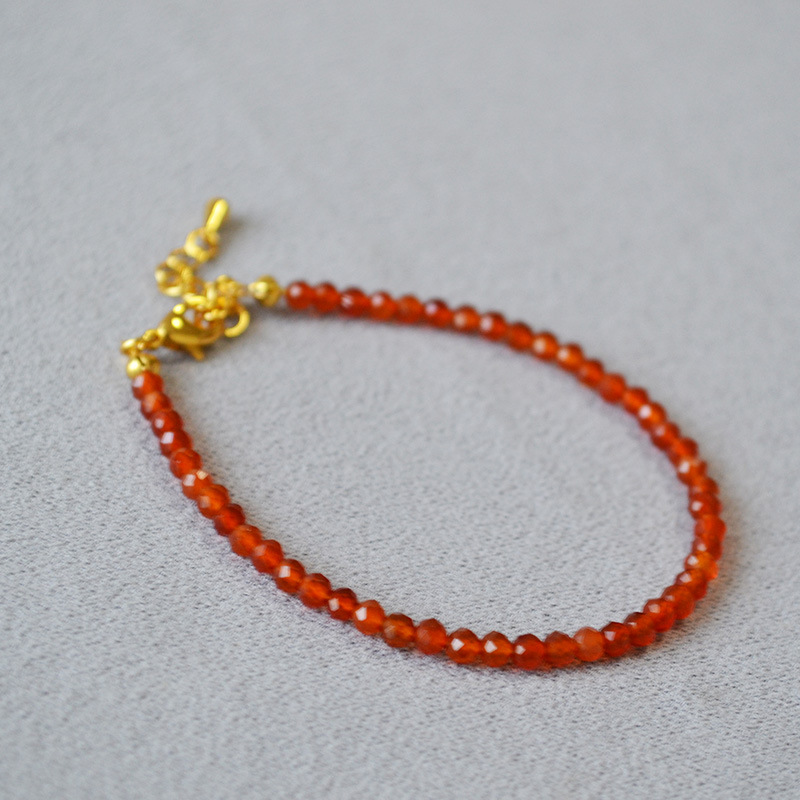 AMITA Faceted Red Agate Stacking Bracelet for Women