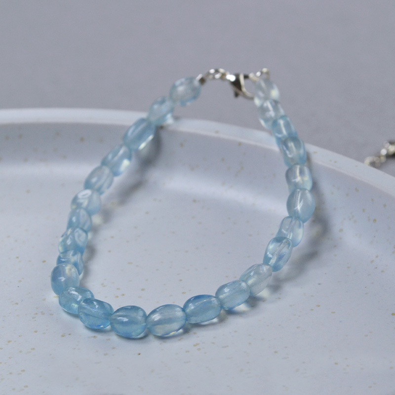 AMITA Roh-Aquamarin-Perlenarmband für Damen