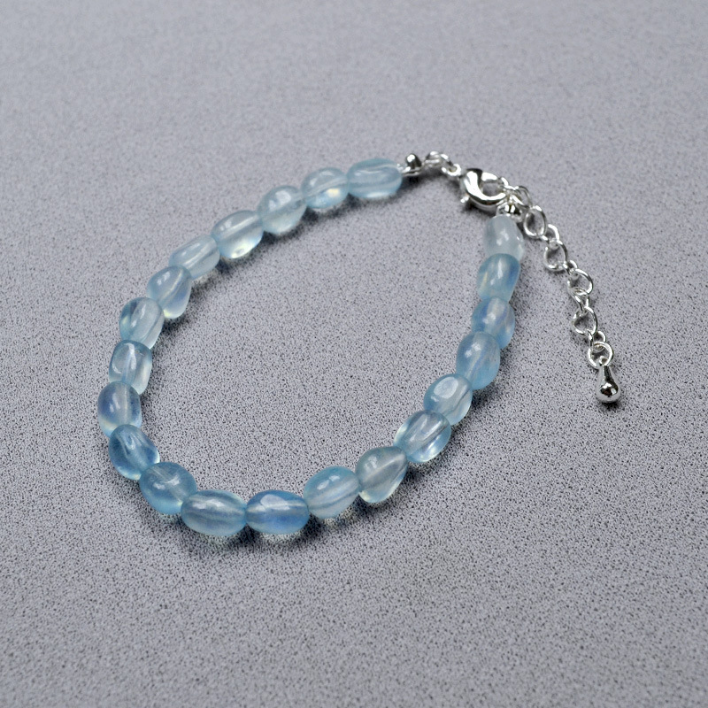 AMITA Roh-Aquamarin-Perlenarmband für Damen