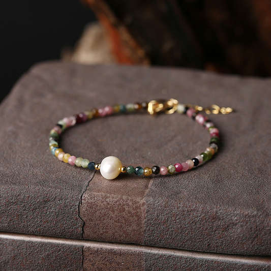 AMITA Faceted Tourmaline & Pearl Bracelet – Health Vitality & Multi-Domain Protection