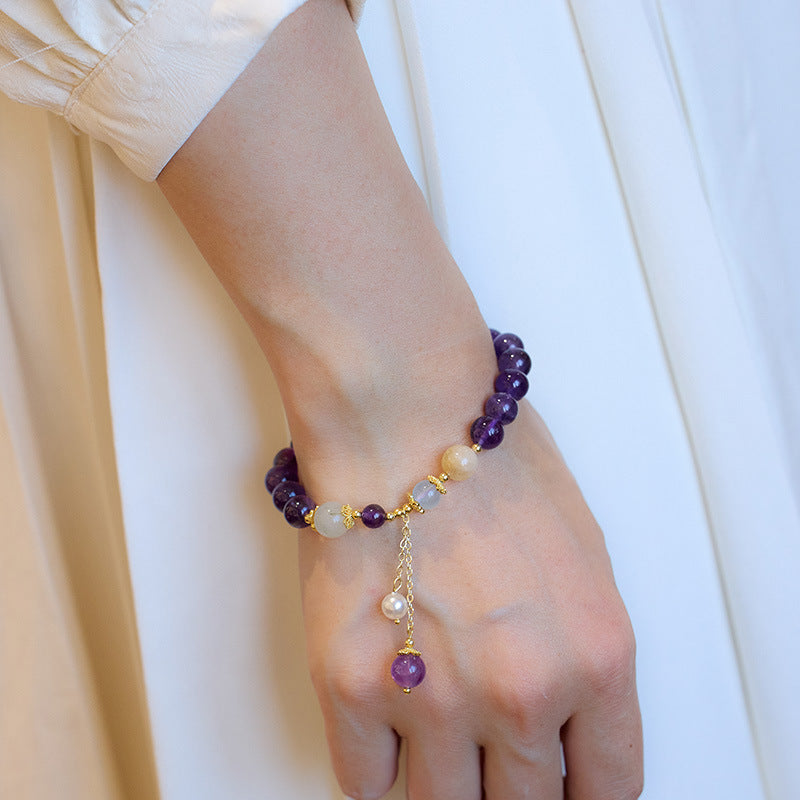 AMITA Amethyst Bracelet with Pearl Tassel – Intuition Amplification & Serene Flow