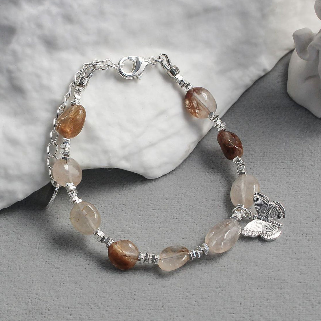 AMITA Red Hair Crystal Butterfly Bracelet – Confidence Empowerment & Transformative Vitality