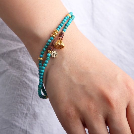 AMITA Chinese Style Turquoise Lotus Seedpod Necklace – Serenity & Spiritual Protection