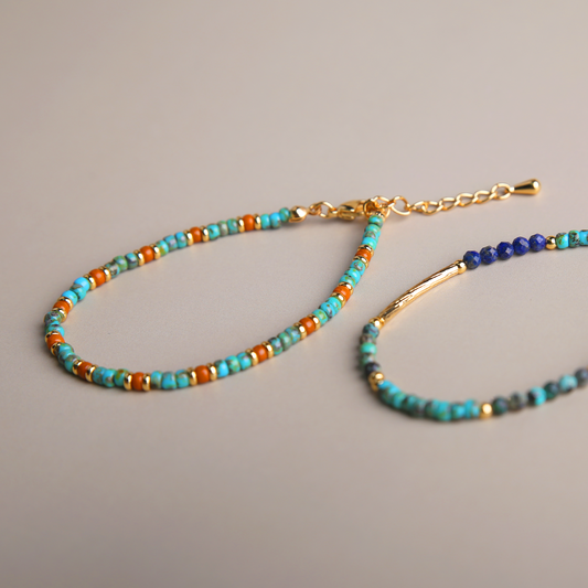AMITA Turquoise Multigem Beaded Bracelet with Dunhuang Mural Hues – Wisdom & Creativity