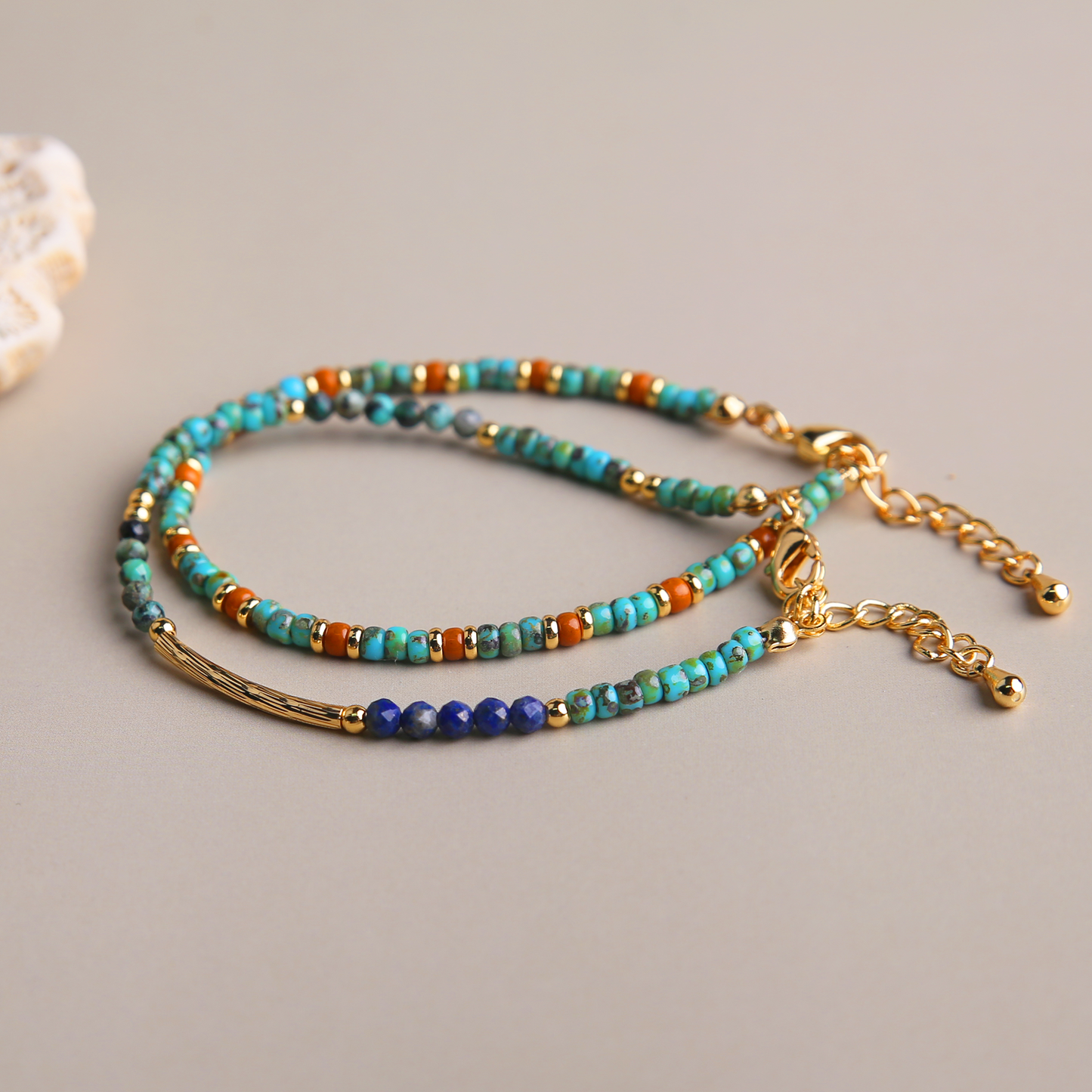 AMITA Turquoise Multigem Beaded Bracelet with Dunhuang Mural Hues – Wisdom & Creativity
