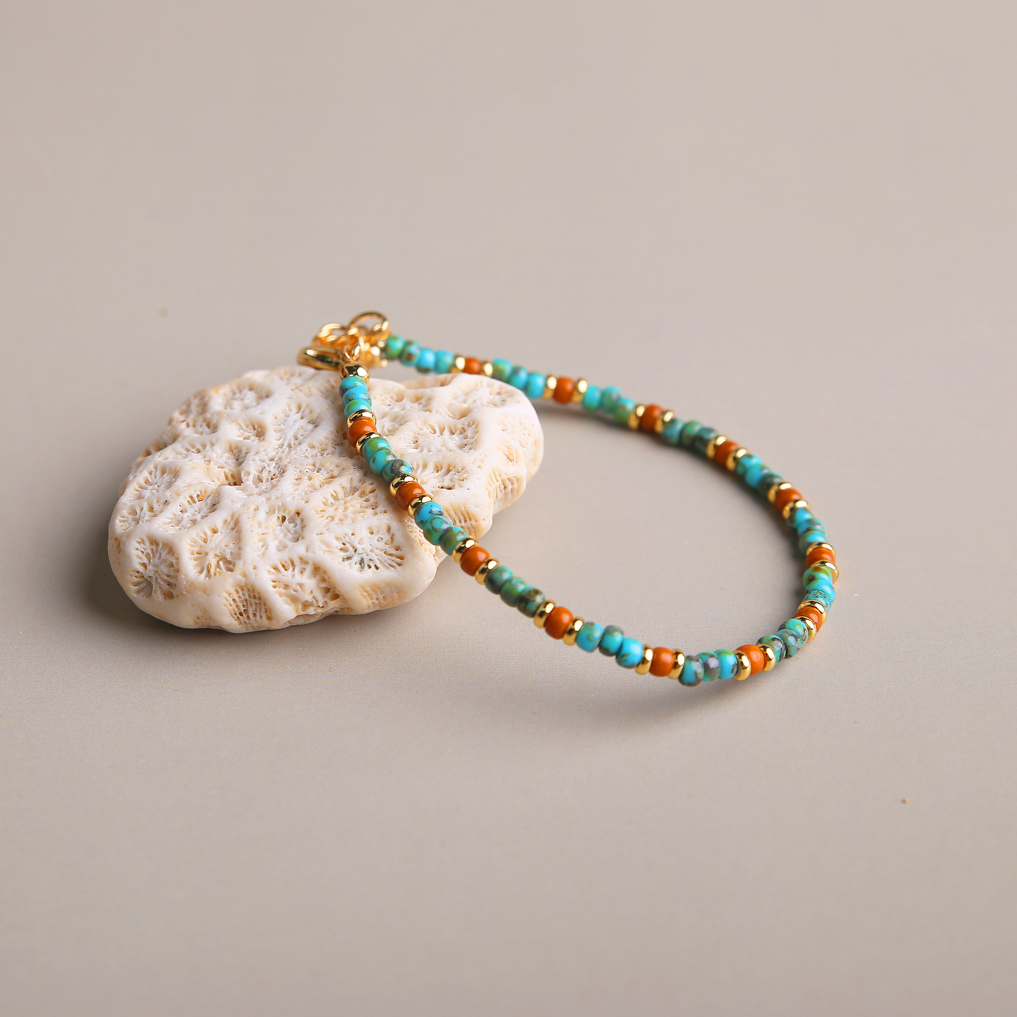 AMITA Turquoise Multigem Beaded Bracelet with Dunhuang Mural Hues – Wisdom & Creativity