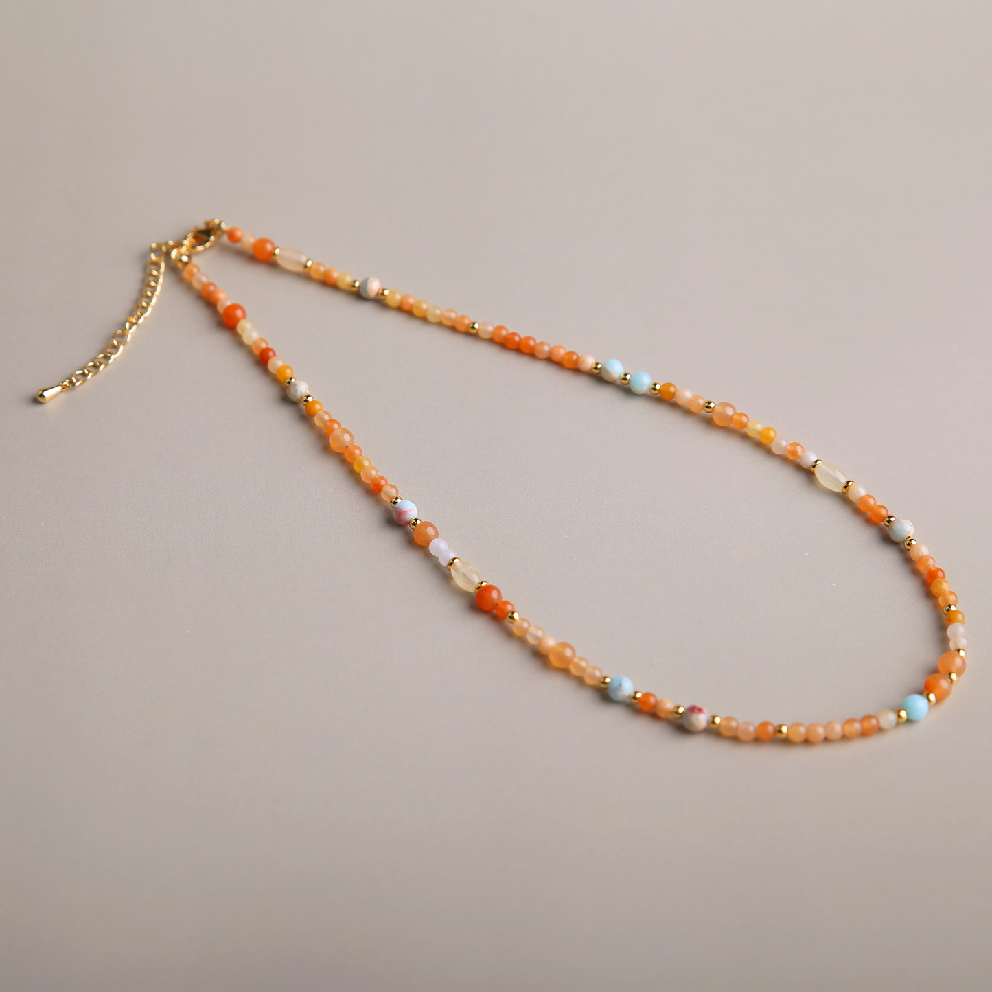 AMITA Wisdom & Vitality Aquamarine Multigem Beaded Dunhuang Murals Color Necklace