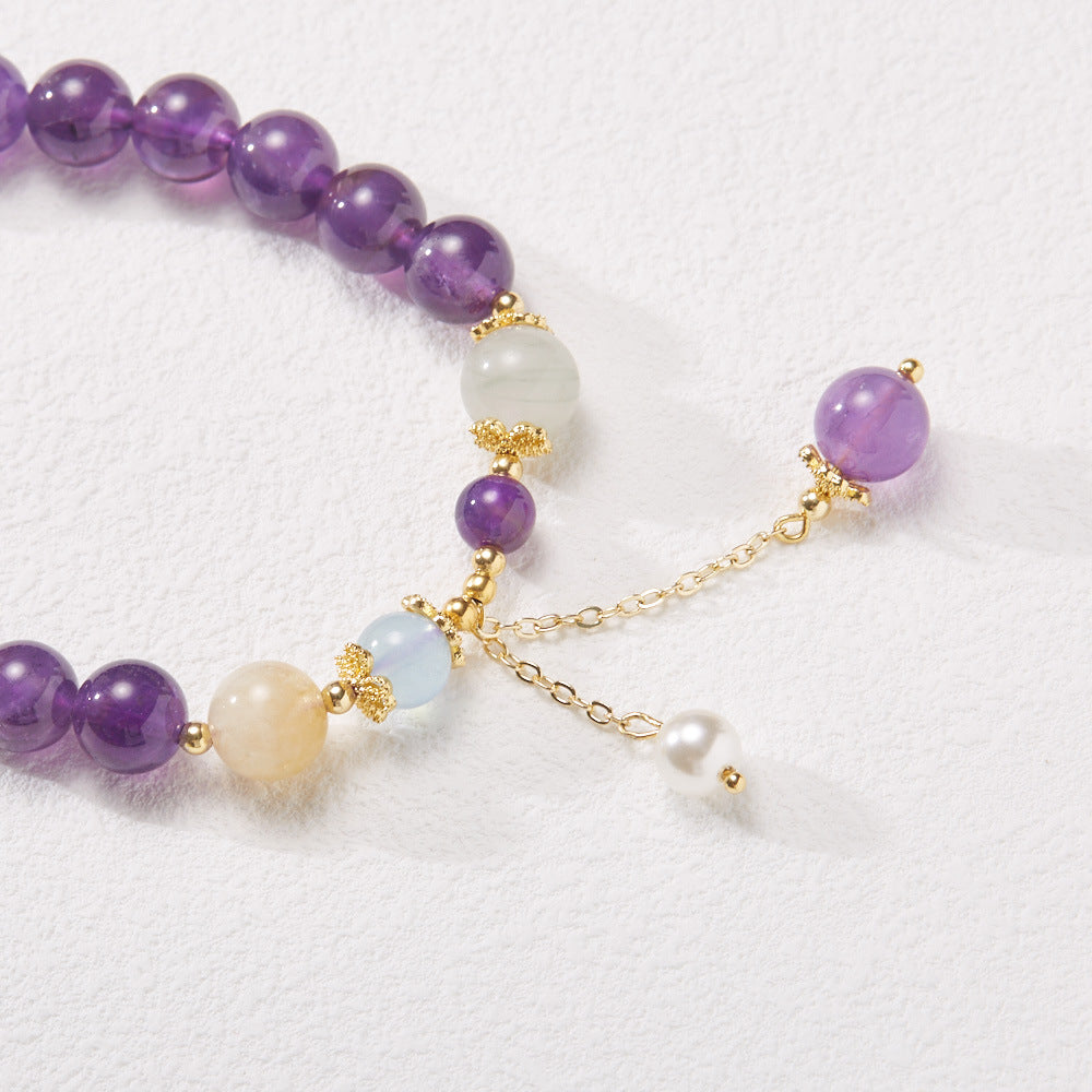 AMITA Amethyst Bracelet with Pearl Tassel – Intuition Amplification & Serene Flow