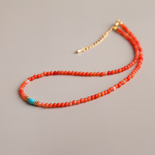 AMITA Red Beaded Necklace with Dunhuang Mural Hues – Luck, Vitality & Spiritual Empowerment