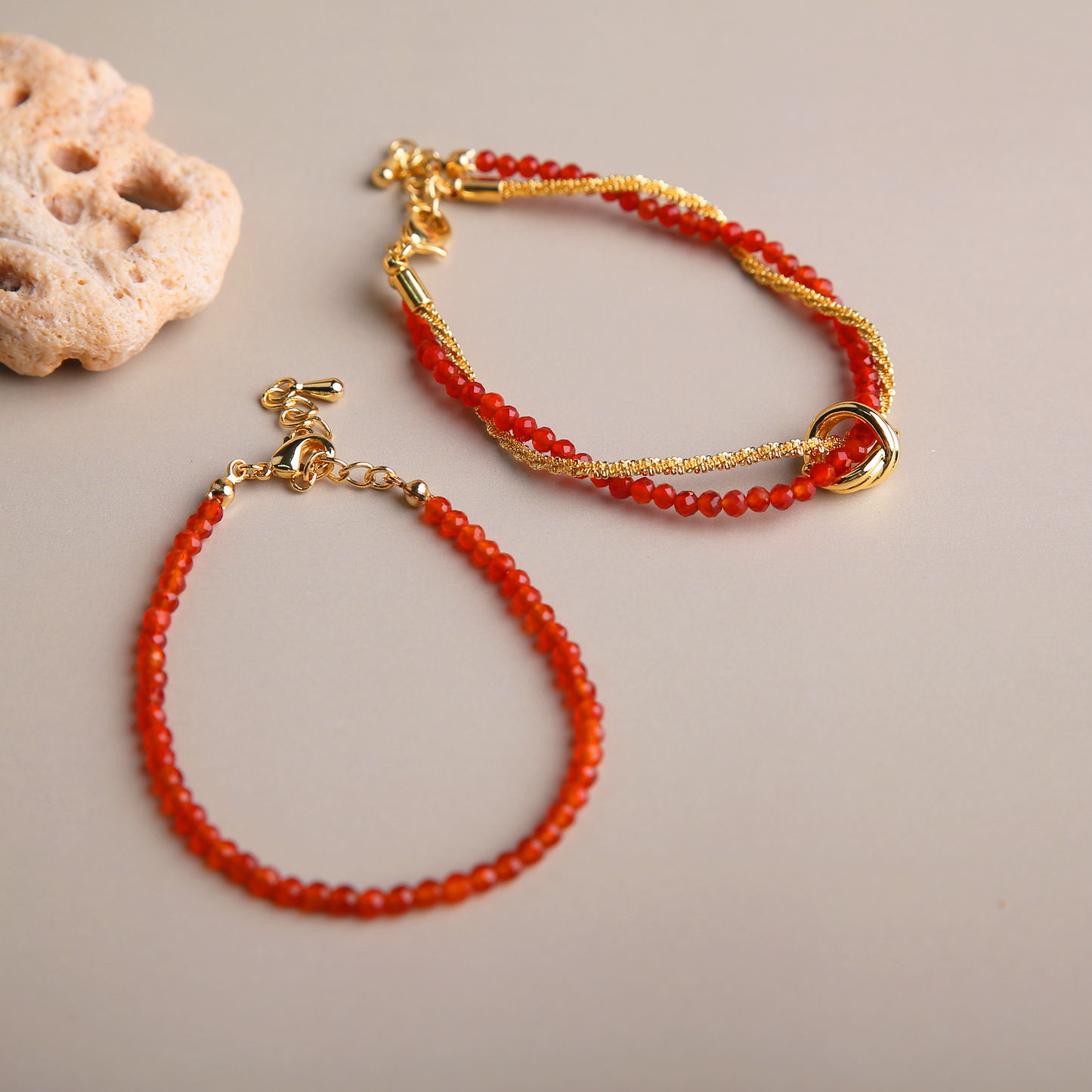 AMITA French Red Agate Rope Chain Bracelet – Love Ignited & Vitality Unleashed