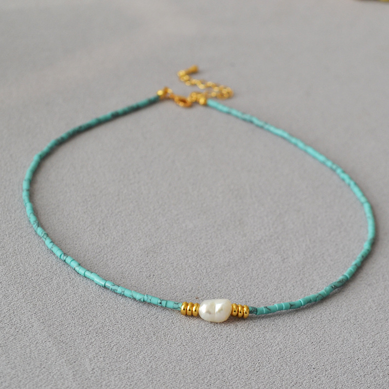 AMITA Turquoise & Baroque Pearl French Necklace – Wisdom Illumined & Soul Purified