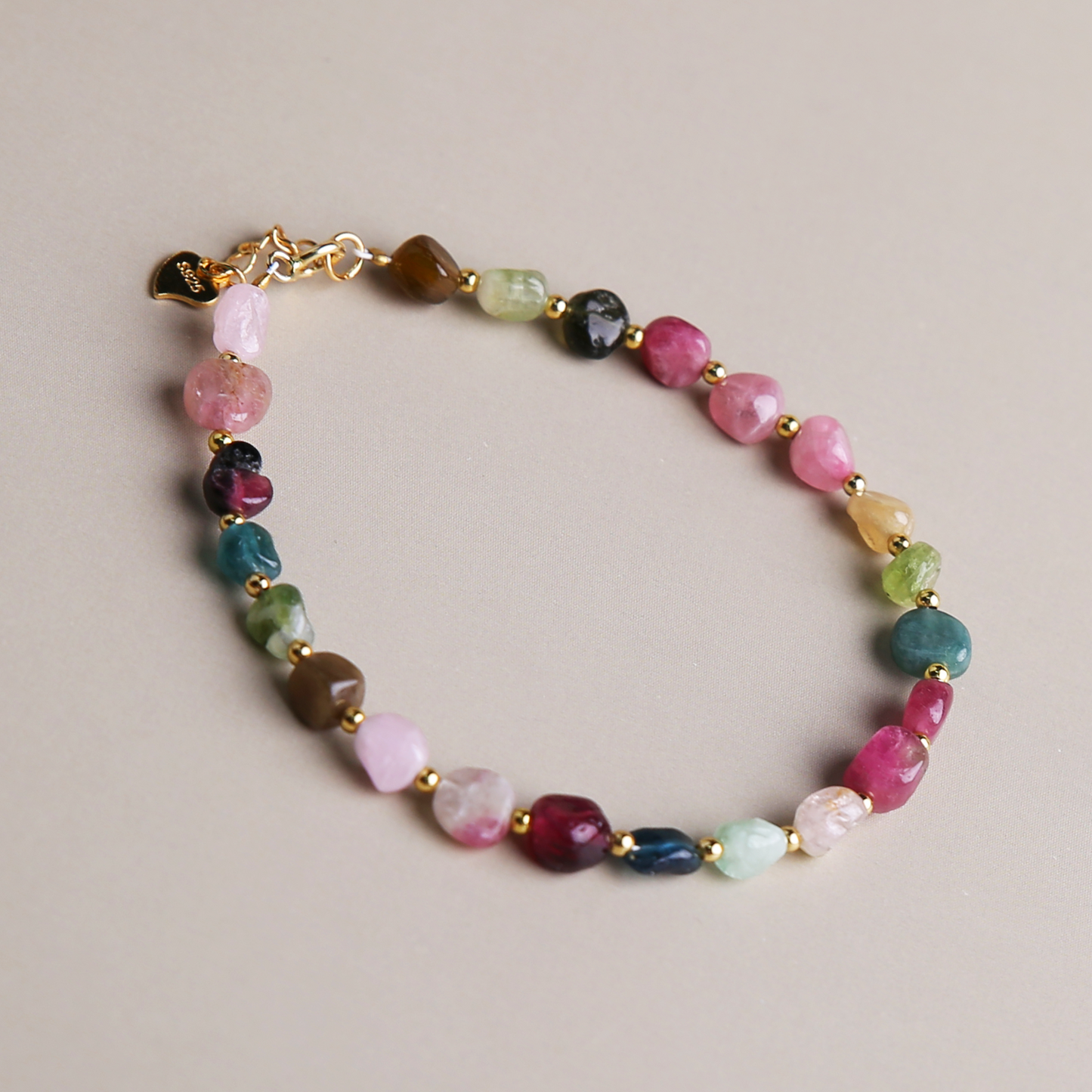 AMITA Candy-Colored Tourmaline Stretch Bracelet – Lucky Charm & Cheerful Energy Flow