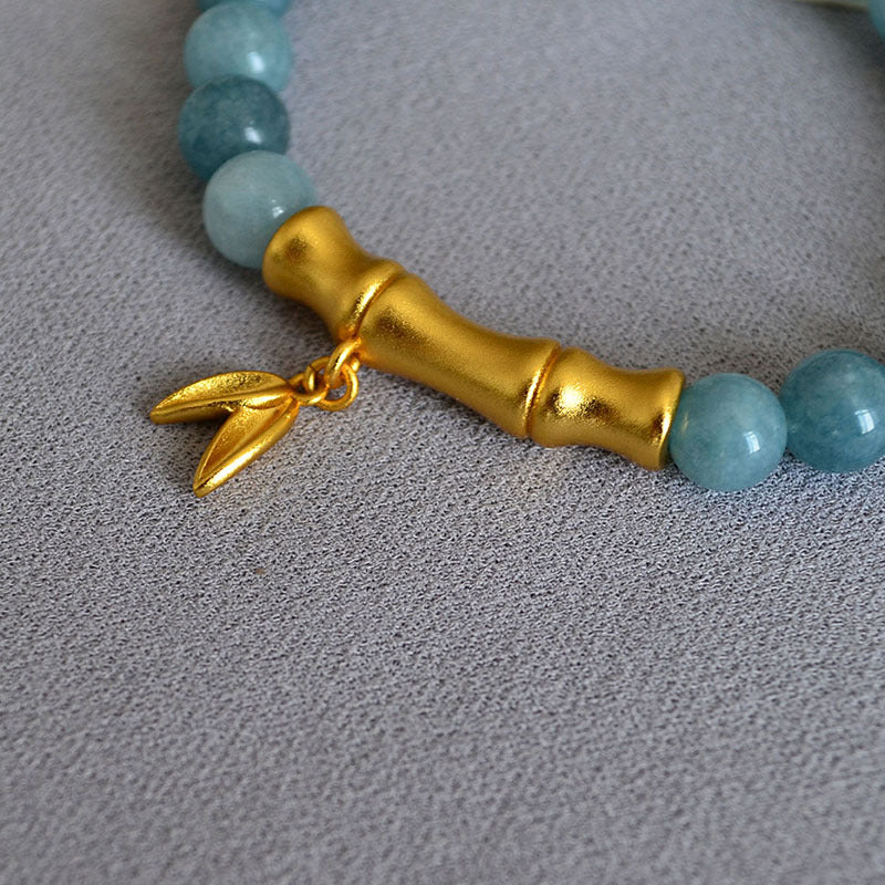 AMITA Aquamarine Beaded Bamboo Joint Bracelet – Vitality Ignition & Flow Enhancement