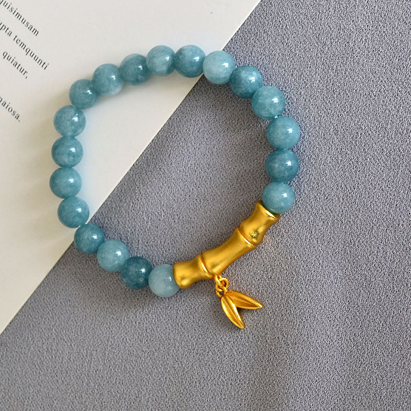 AMITA Aquamarine Beaded Bamboo Joint Bracelet – Vitality Ignition & Flow Enhancement