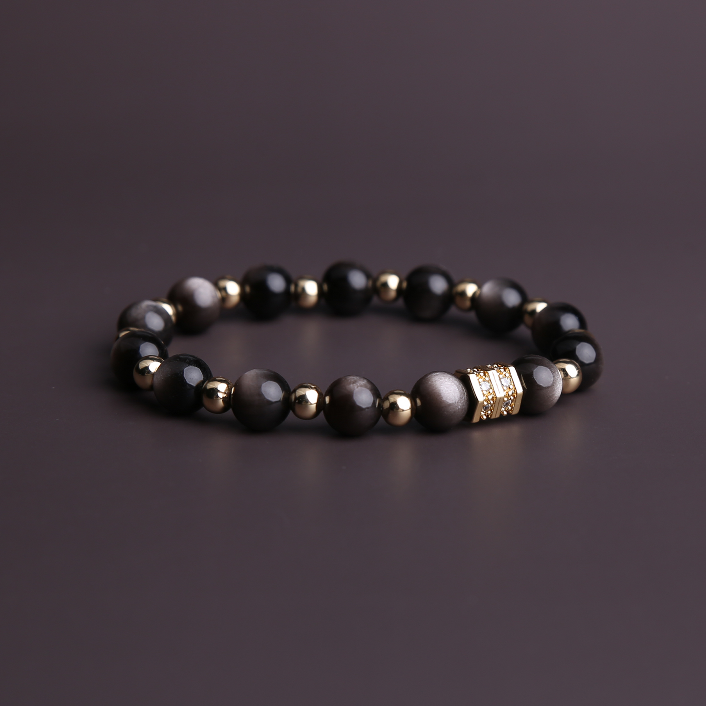 AMITA 5A Grade Natural Silver Obsidian Bracelet – Aura Cleansing & Inner Stability