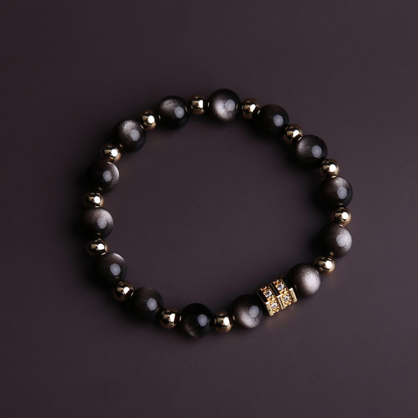 AMITA 5A Grade Natural Silver Obsidian Bracelet – Aura Cleansing & Inner Stability