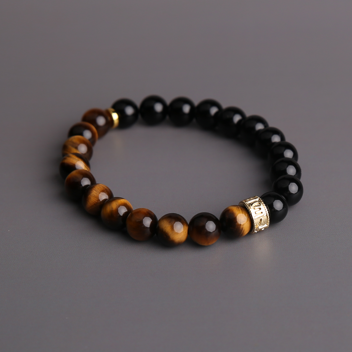 AMITA 5A Grade Natural Tiger Eye & Black Onyx Men’s Beaded Bracelet – Grounded Courage & Calm Focus