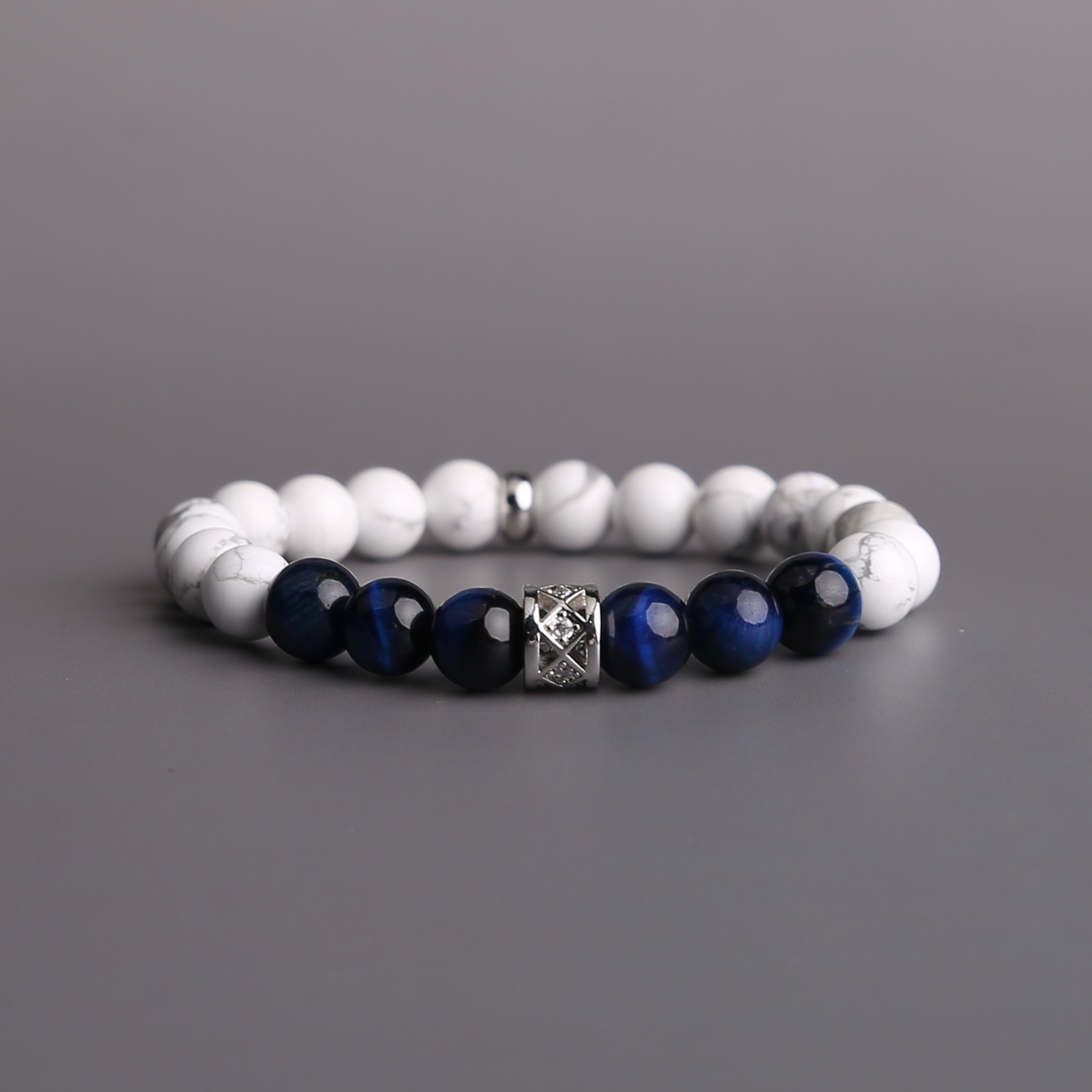 AMITA Blue Tiger Eye & White Turquoise Bracelet – Calm Strength & Pure Vitality