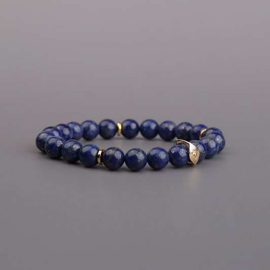 AMITA 5A Grade Natural Lapis Lazuli Bracelet with Evil Eye – Wisdom Glow & Protective Serenity