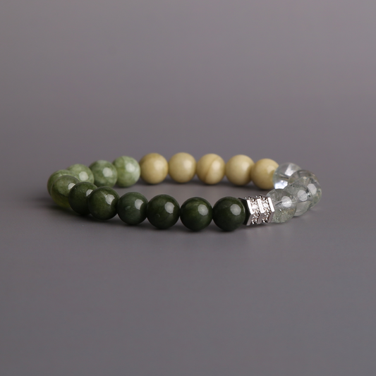 AMITA Green Phantom Quartz & Green Chalcedony Gradient Bracelet – Lush Vitality & Flowing Serenity