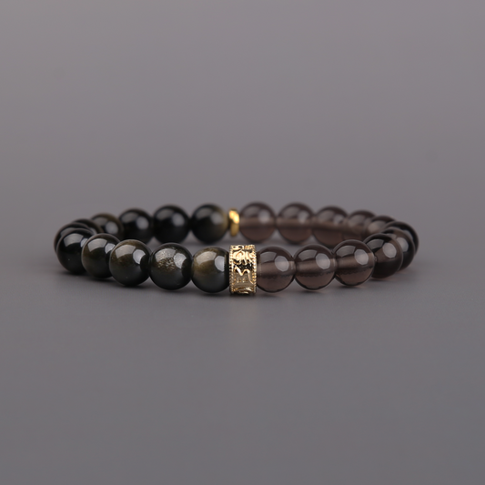 AMITA Gold Obsidian × Ice Obsidian: Black-Gold Stream meets Clear Ice Crystal, Twin Obsidians’ Guarding Power