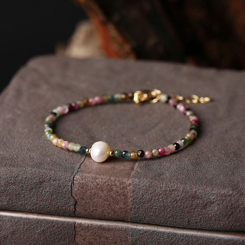 AMITA Facettiertes Turmalin-Perlenarmband für Damen