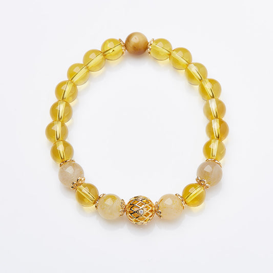 AMITA Citrine Bracelet with Hollow Spherical Design – Abundance Amplification, Drive Ignition & Radiant Positivity