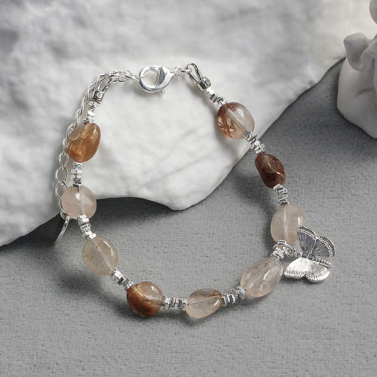 AMITA Red Hair Crystal Butterfly Bracelet – Confidence Empowerment & Transformative Vitality