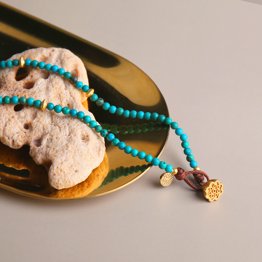 AMITA Chinese Style Turquoise Lotus Seedpod Necklace – Serenity & Spiritual Protection