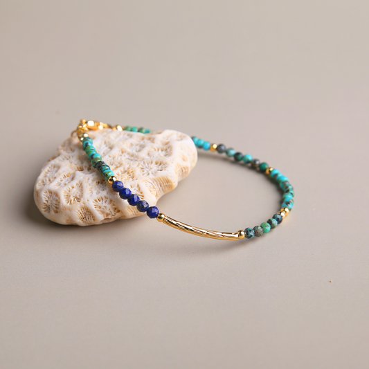 AMITA Turquoise Multigem Beaded Bracelet with Dunhuang Mural Hues – Wisdom & Creativity