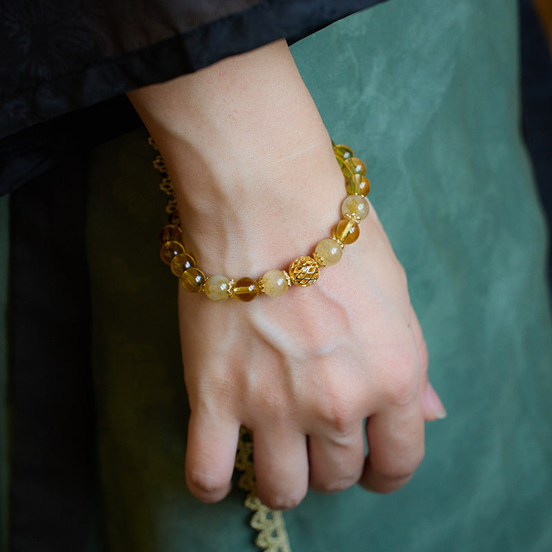 AMITA Citrine Bracelet with Hollow Spherical Design – Abundance Amplification, Drive Ignition & Radiant Positivity