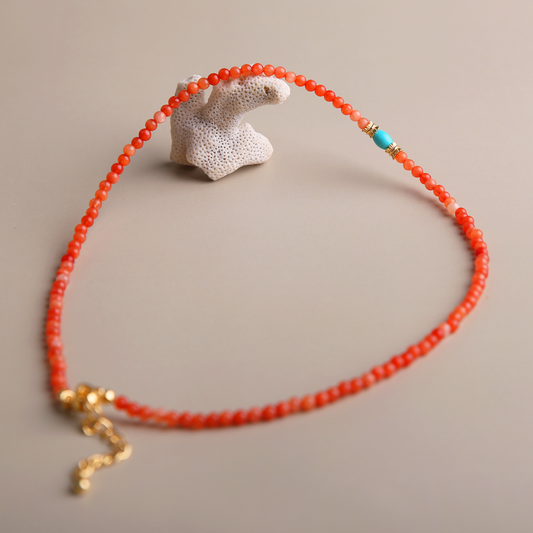 AMITA Red Beaded Necklace with Dunhuang Mural Hues – Luck, Vitality & Spiritual Empowerment