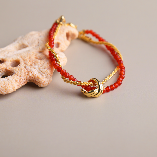 AMITA French Red Agate Rope Chain Bracelet – Love Ignited & Vitality Unleashed