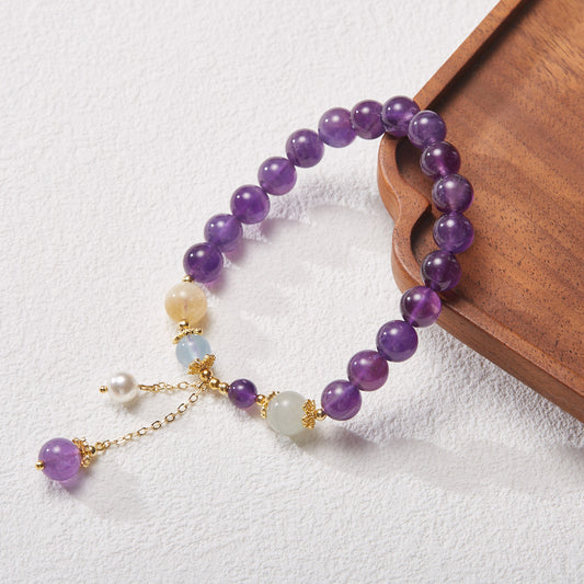 AMITA Amethyst Bracelet with Pearl Tassel – Intuition Amplification & Serene Flow