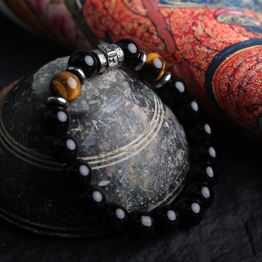 AMITA Black Obsidian & Tiger Eye Sacred Bracelet – Wealth Attraction & Protective Power