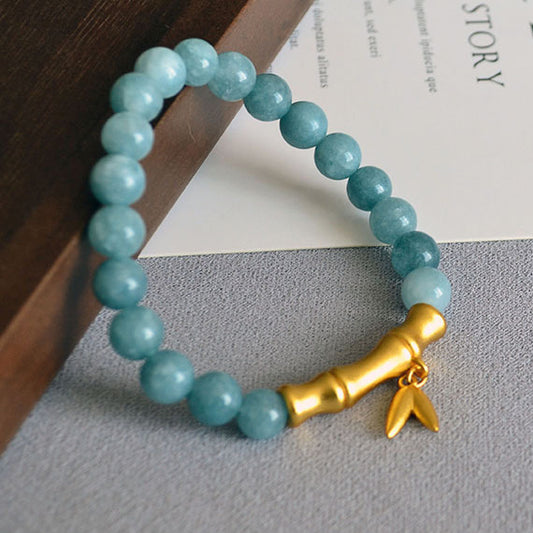 AMITA Aquamarine Beaded Bamboo Joint Bracelet – Vitality Ignition & Flow Enhancement