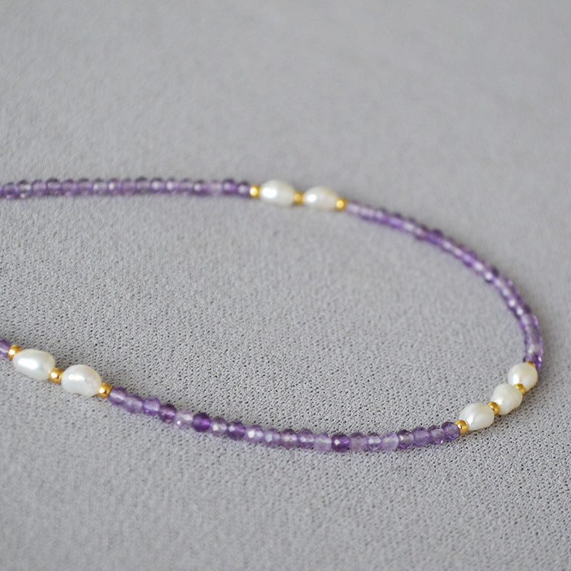 AMITA  Amethyst Pearl Beaded Necklace – Wisdom Awakening & Spiritual Elevation