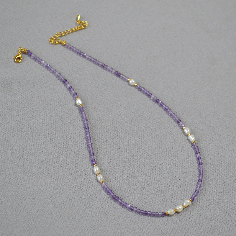 AMITA  Amethyst Pearl Beaded Necklace – Wisdom Awakening & Spiritual Elevation