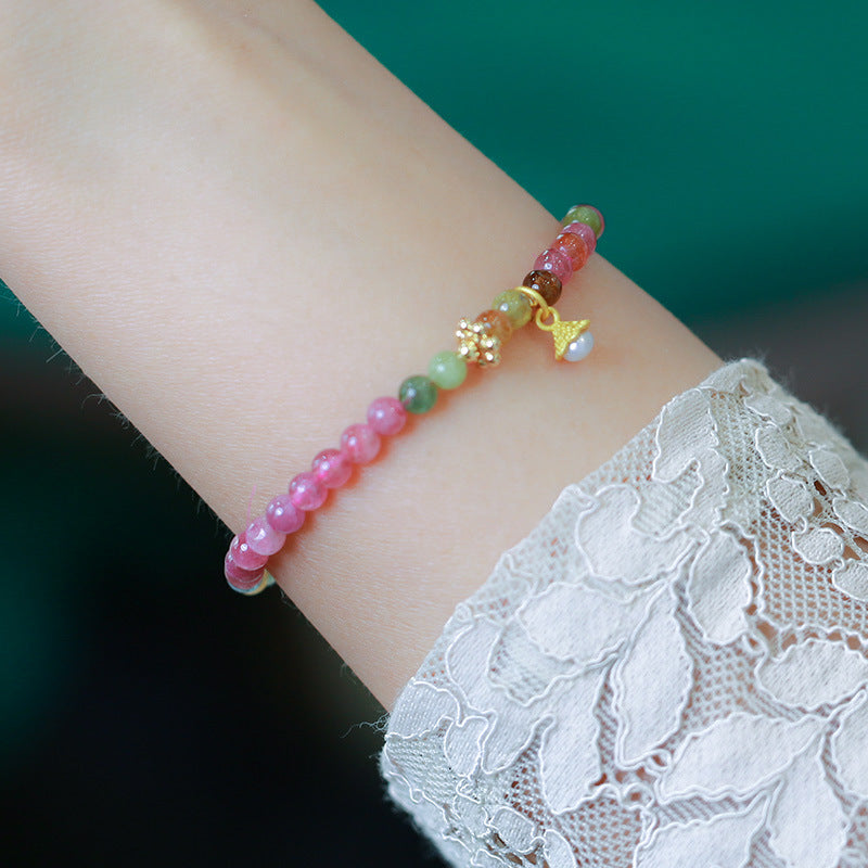 AMITA Elastisches Armband mit Retro-Candy-Edelsteinen für Damen
