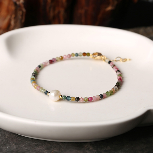AMITA Facettiertes Turmalin-Perlenarmband für Damen