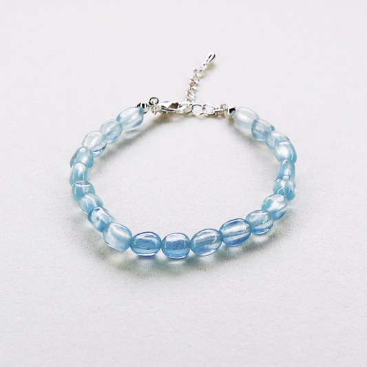 AMITA Roh-Aquamarin-Perlenarmband für Damen